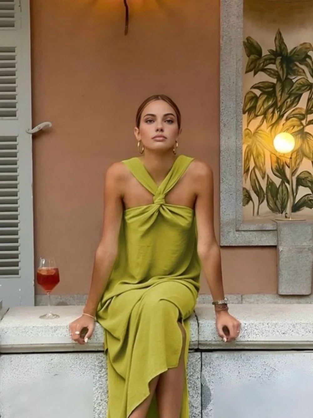 Commense Green Halter Midi Dress - Picture 2 of 4